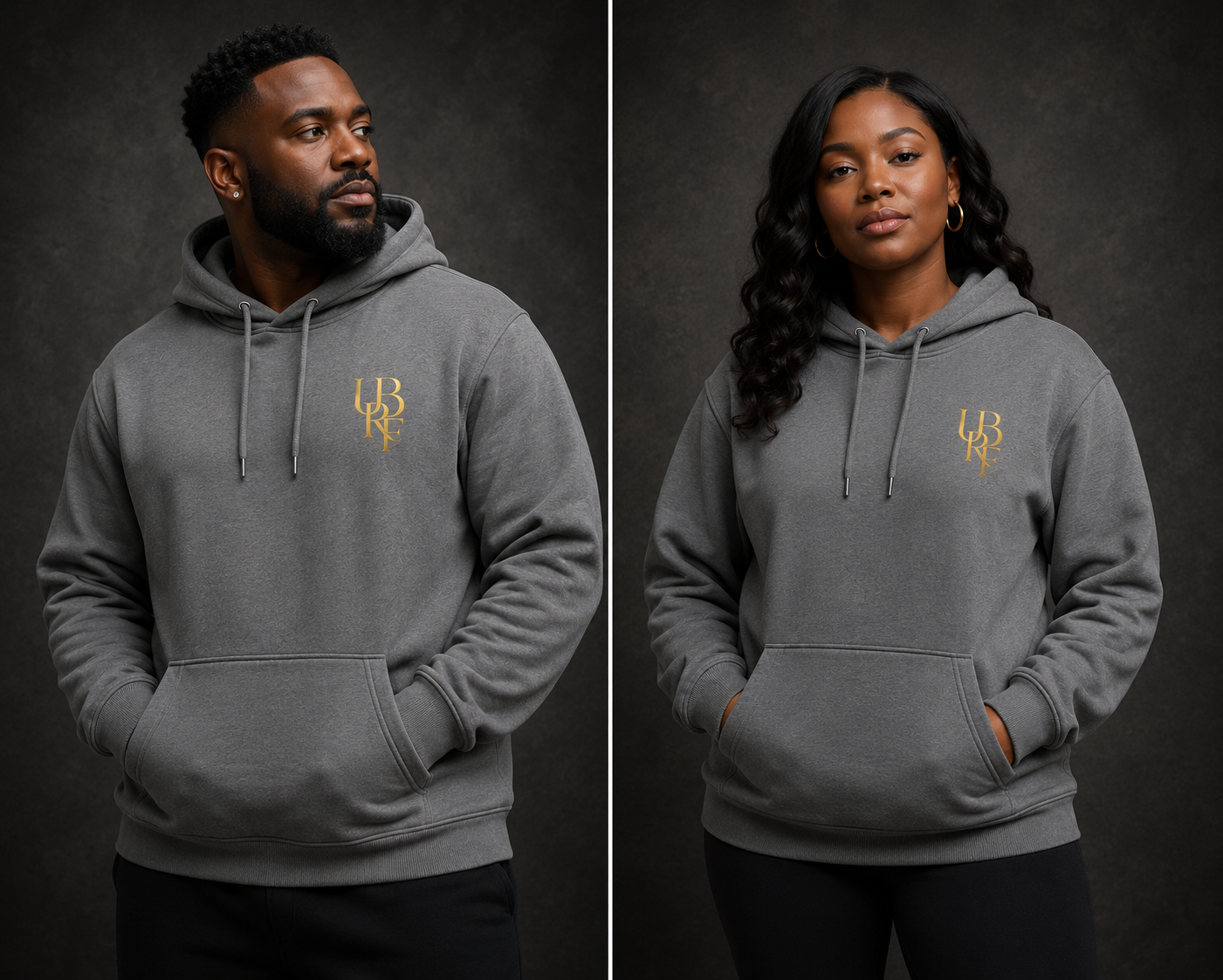 GREY MONOGRAM HOODIE (GOLD)