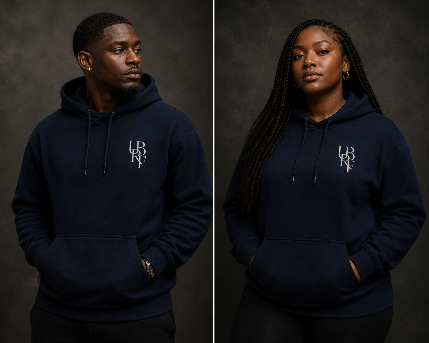 NAVY MONOGRAM HOODIE (WHITE)