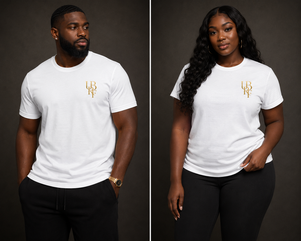 WHITE MONOGRAM T-SHIRT (GOLD)