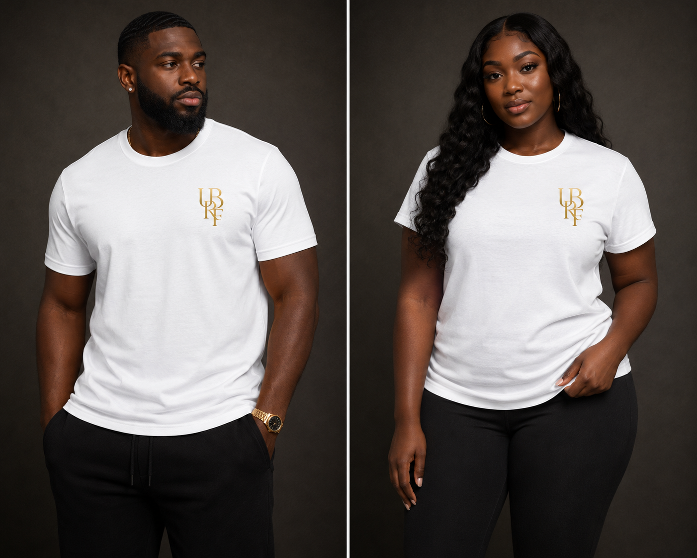 WHITE MONOGRAM T-SHIRT (GOLD)