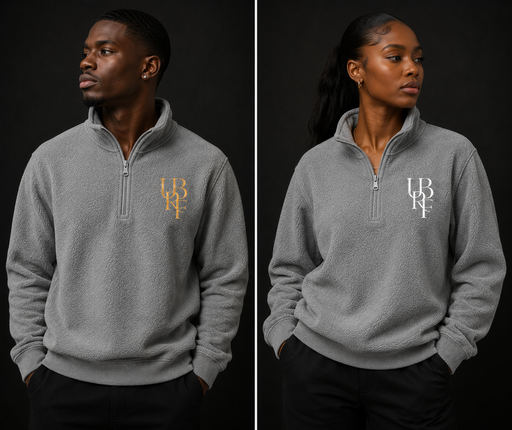 GREY MONOGRAM QUATER ZIP UP FLEECE JUMPERS