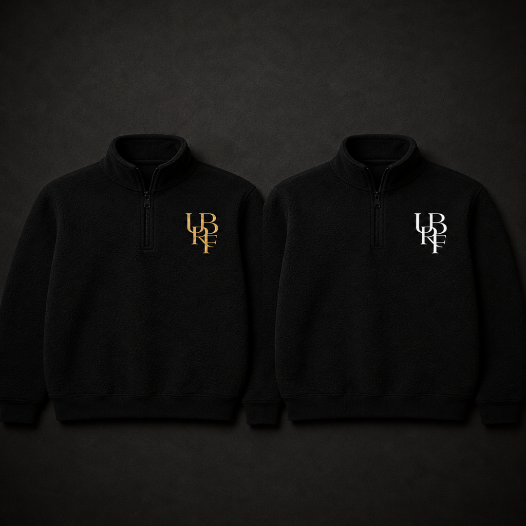 BLACK MONOGRAM QUATER ZIP UP FLEECE JUMPERS