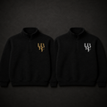 BLACK MONOGRAM QUATER ZIP UP FLEECE JUMPERS