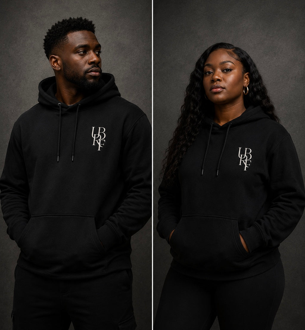BLACK MONOGRAM HOODIE (WHITE)