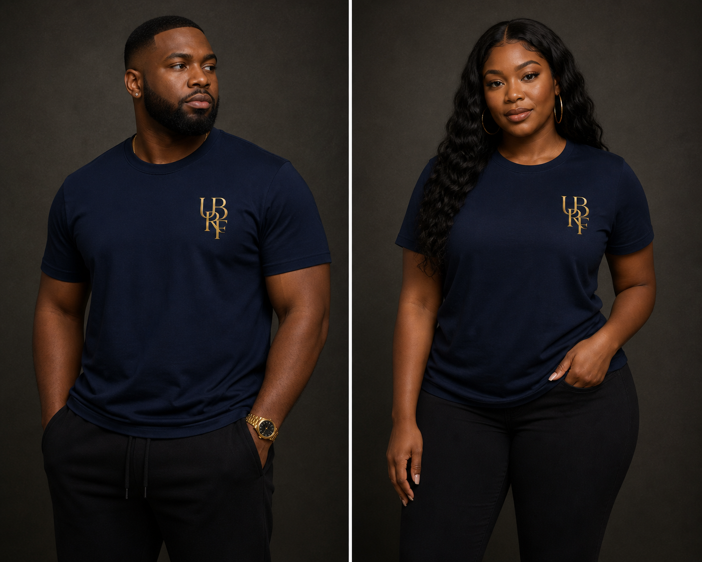 NAVY MONOGRAM T-SHIRT (GOLD)