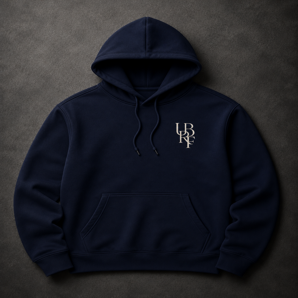 NAVY MONOGRAM HOODIE (WHITE)