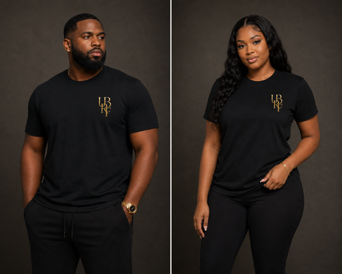 BLACK MONOGRAM T-SHIRT (GOLD)