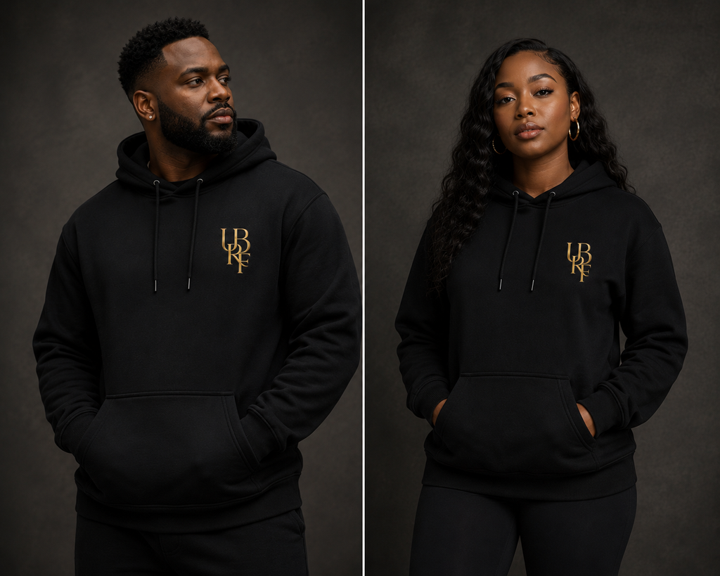 BLACK MONOGRAM HOODIE (GOLD)