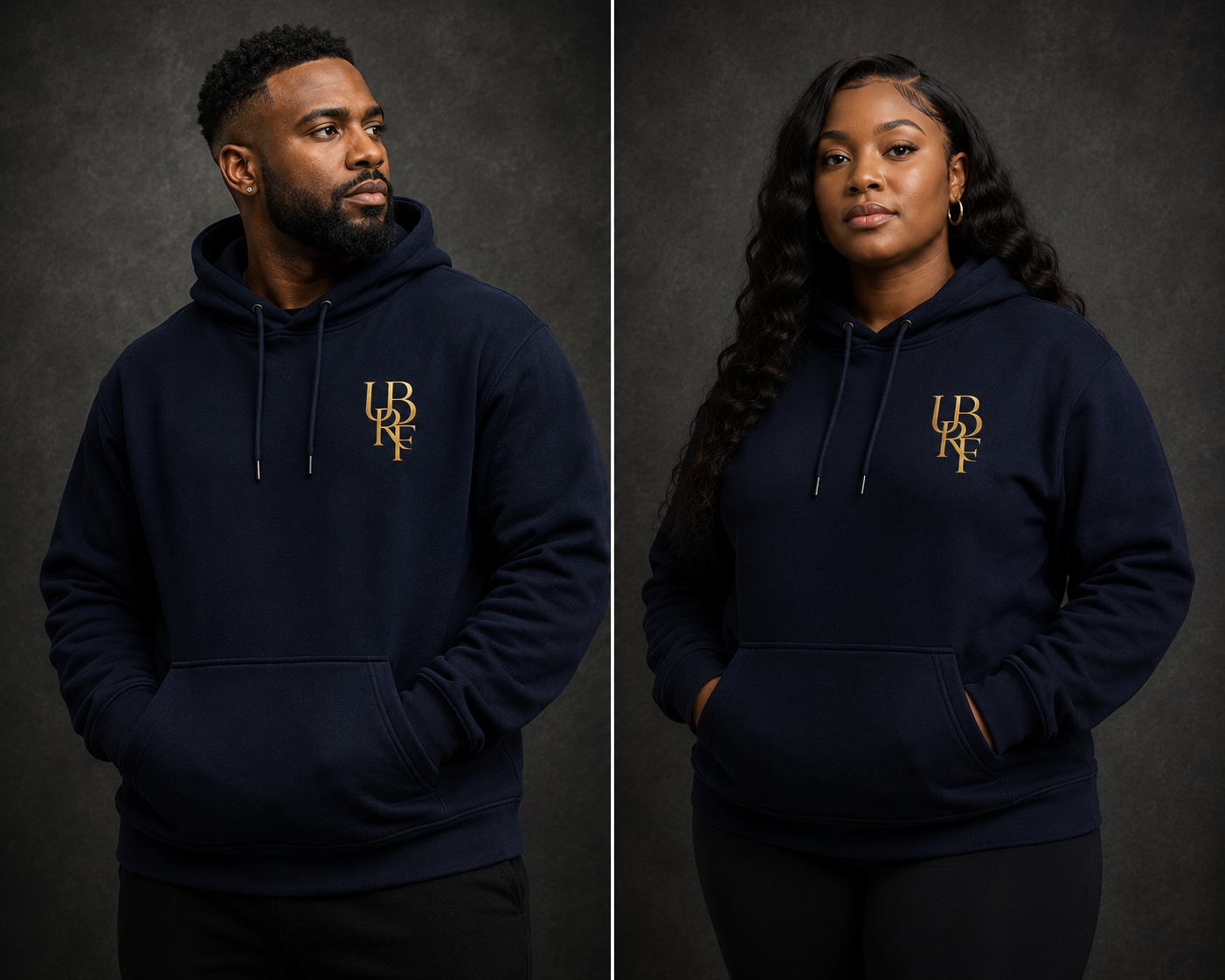 NAVY MONOGRAM HOODIE (GOLD)