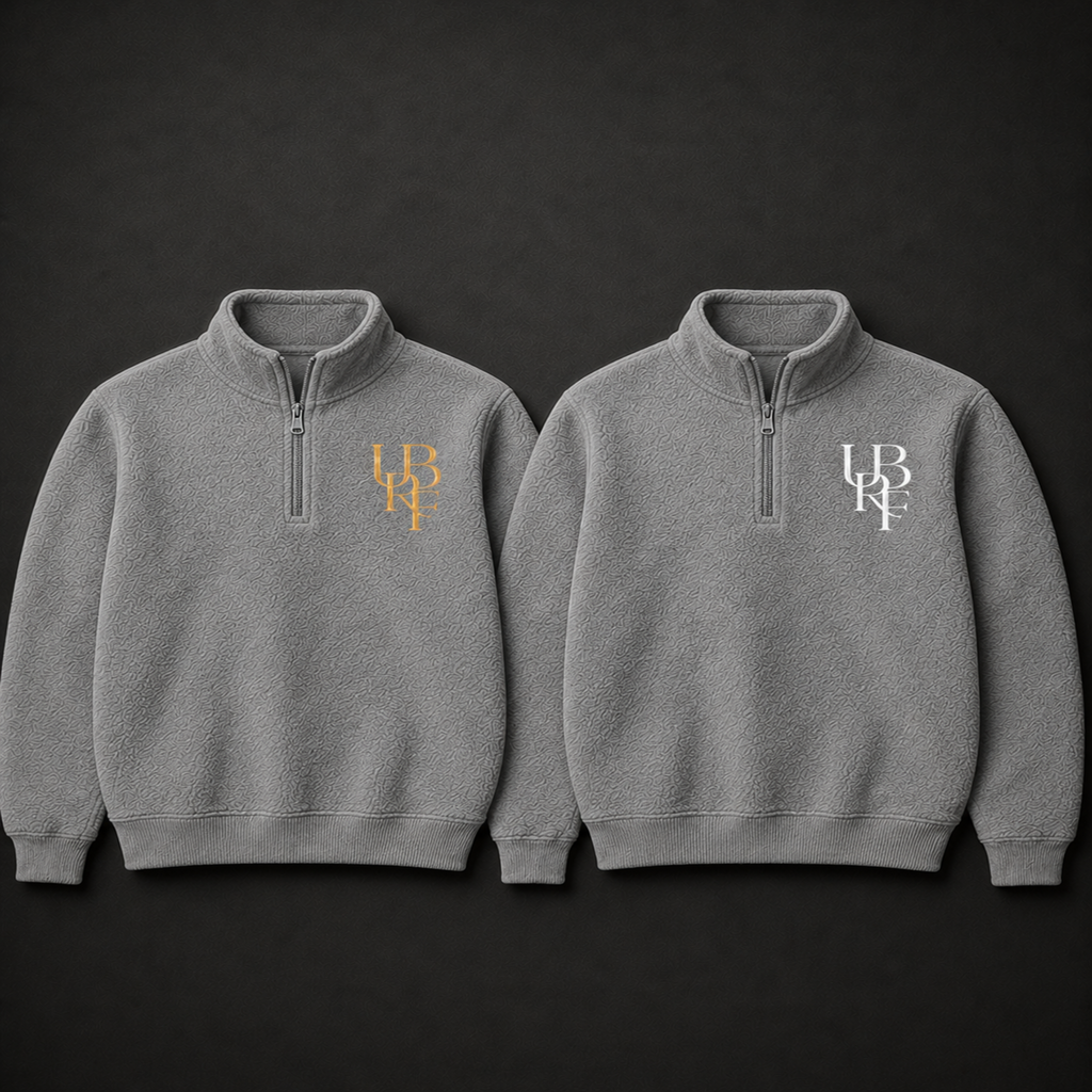 GREY MONOGRAM QUATER ZIP UP FLEECE JUMPERS
