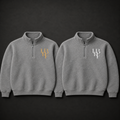 GREY MONOGRAM QUATER ZIP UP FLEECE JUMPERS